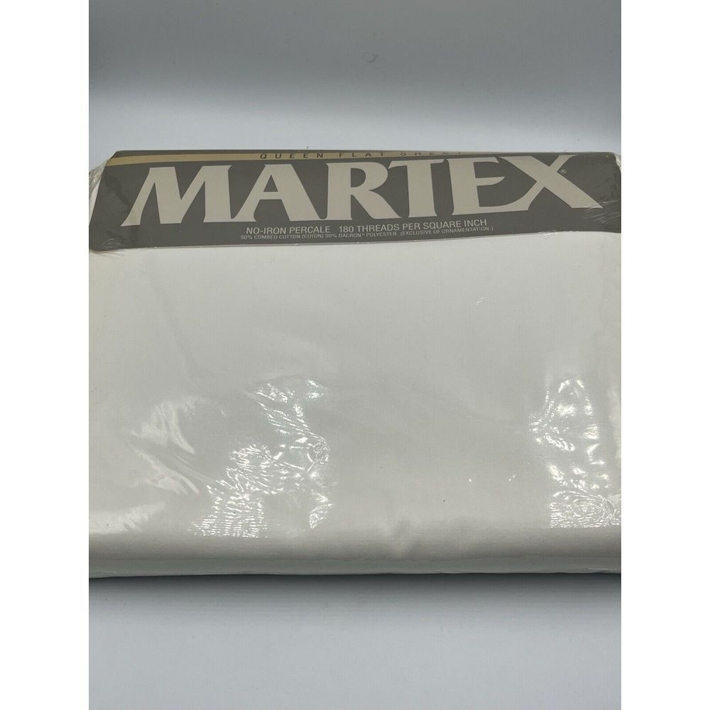 Matted Vintage Queen Flat Sheet No Iron Percale White Sealed